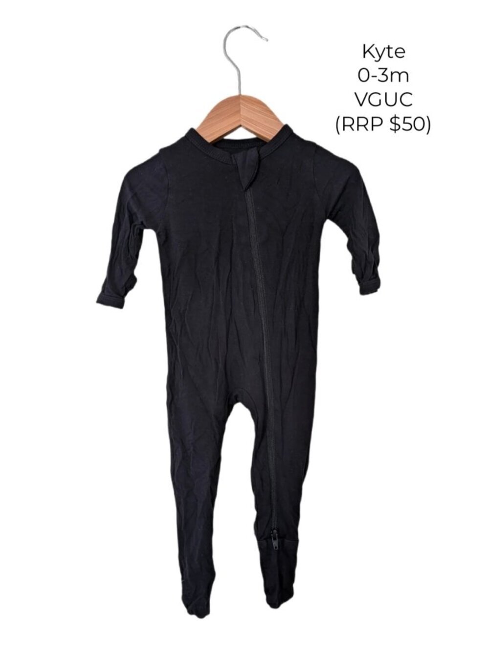 Kyte Bamboo Black Footie Sleeper 0-3m